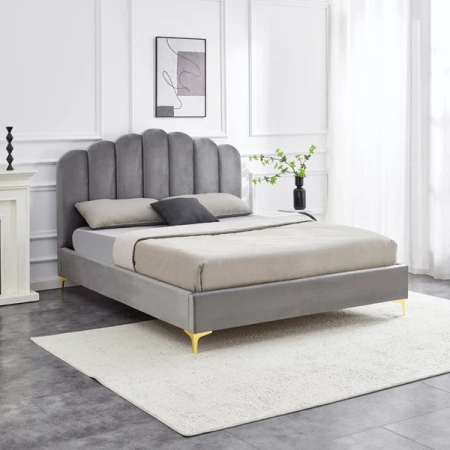Łóżko 160x200 GEMINI Popiel Welurowe Z Pojemnikiem