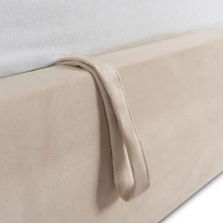 Łóżko 160x200 HAGA Kremowe Welurowe Z Pojemnikiem