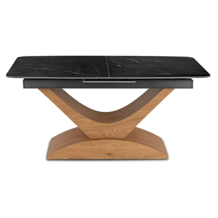 Stół ALICANTE 160-200 cm Czarny marmur/Dąb