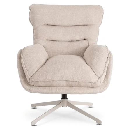 Fotel Wypoczynkowy Obrotowy PASADENA Z Podnóżkiem Kremowy