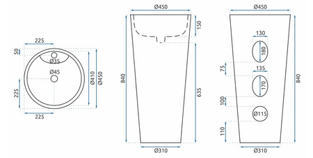 UMYWALKA ANYA GRANIT MATT - WOLNOSTOJACA