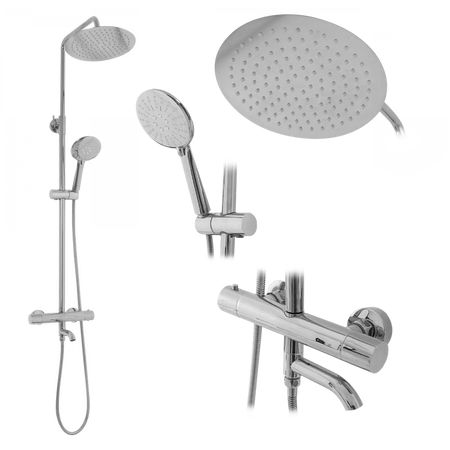 ZESTAW NATRYSKOWO-WANNOWY LUNGO CHROM TERMOSTAT