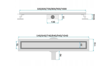 ODPŁYW NEOX PRO MIEDŹ SZCZOTKOWANA 900