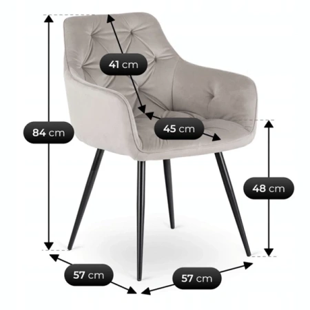 Krzesło MODESTO Szare Welurowe