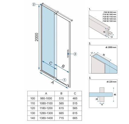 DRZWI PRYSZNICOWE MONTANA BRUSH GOLD 110
