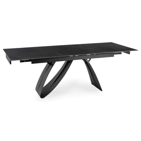 Stół Rozkładany DEVON 160-220 cm Czarny Marmur/Czarny