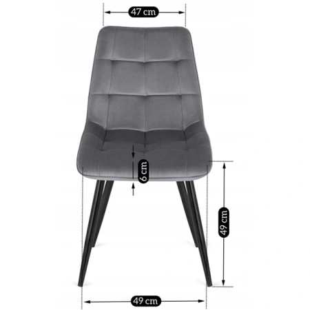 Krzesło RIO Szare Welurowe