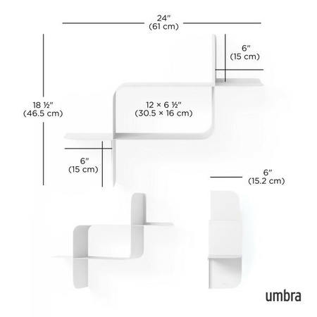 UMBRA zestaw 2 półek ściennych MONTAGE    biały