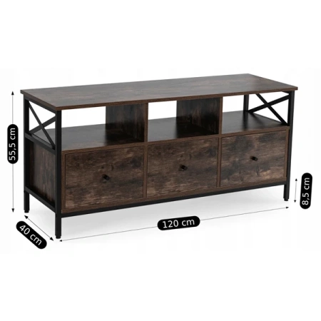 Szafka RTV Z Szufladami 120 cm ZONE Dąb Rustykalny