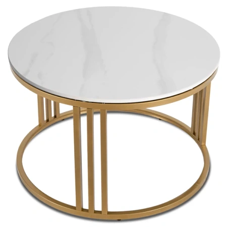Stolik KORIN Biały Połysk/Złoty