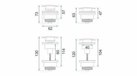KOREK KLIK-KLAK UNIWERSALNY MIEDŹ SZCZOTKOWANA