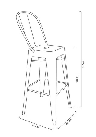 Krzesło barowe TOWER BIG BACK 76  (Paris) czarne