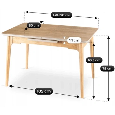Stół Ceramiczny SAMER 138-178 cm Dąb