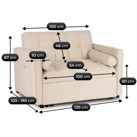 Fotel Rozkładany CORRA Beżowy