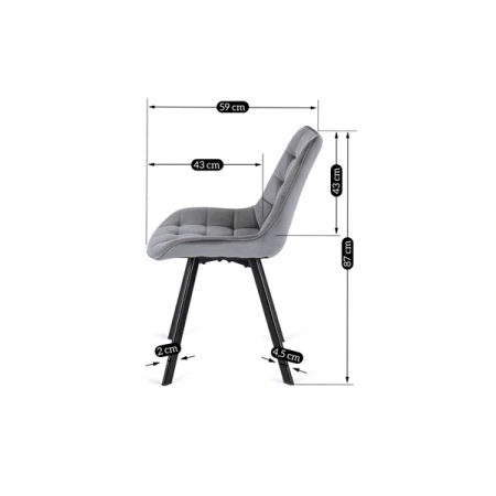 Krzesło RICK Szare Welurowe