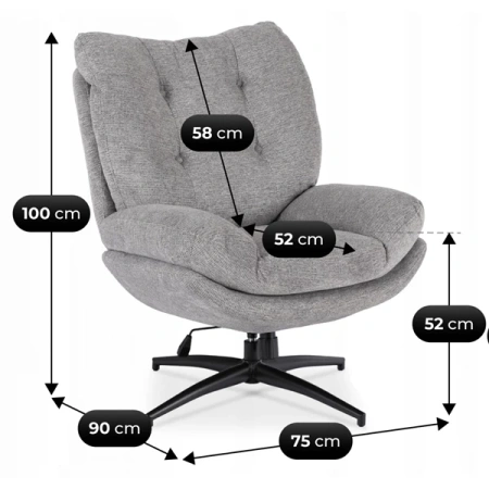 Fotel Wypoczynkowy Obrotowy FREMONT Z Podnóżkiem Szary