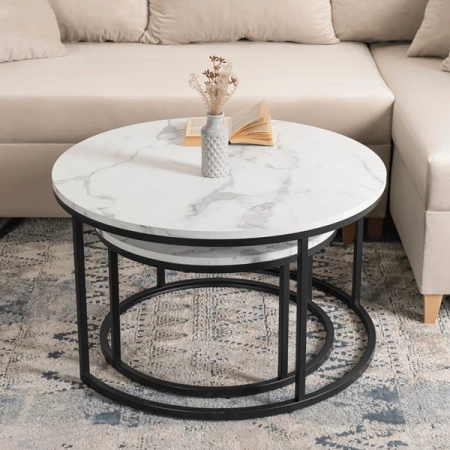 Zestaw Stolików DAFNE MAX Biały Marmur