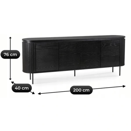 Komoda Czterodrzwiowa BECK 200 cm Czarna