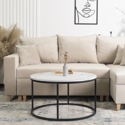 Stolik CONNY MAX Biały Marmur/Czarny