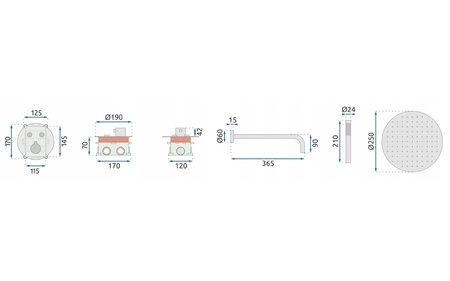 ZESTAW NATRYSKOWY PODTY LUNGO DIAMOND CHROM TERMOS