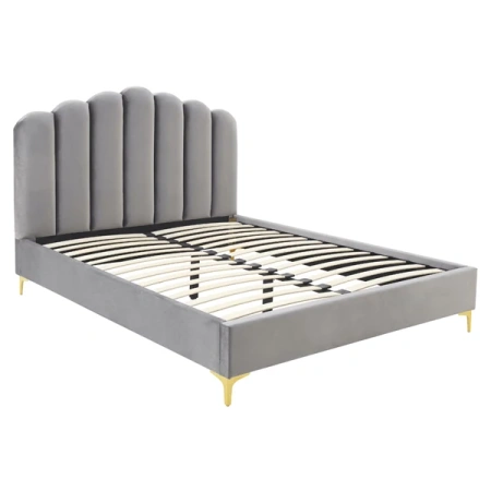Łóżko 160x200 GEMINI Popiel Welurowe Z Pojemnikiem