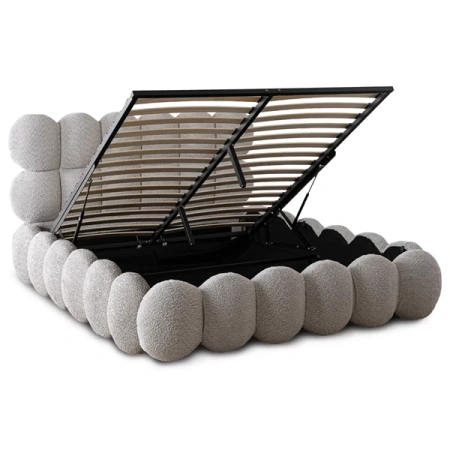 Łóżko 140x200 ANKARA Boucle Szare Z Pojemnikiem