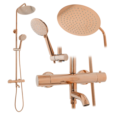 ZESTAW NATRYSKOWO-WANNOWY LUNGO RÓŻOWE ZŁOTO TERMO