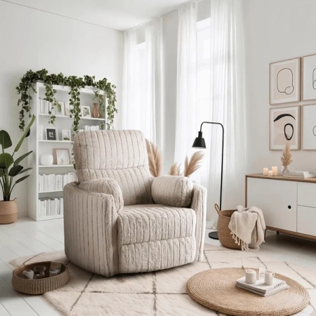 Fotel RAUL Beżowy Tkanina Pluszowa