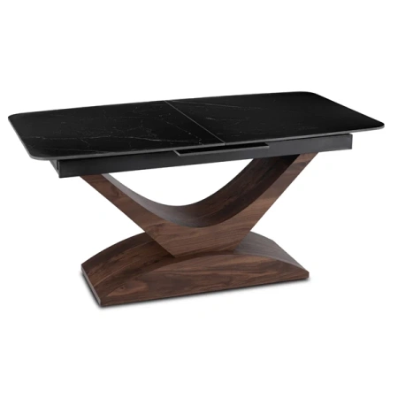 Stół ALICANTE 160-200 cm Czarny marmur/Orzech