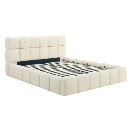 Łóżko 160x200 MURCJA Welurowe Kremowe Z Pojemnikiem