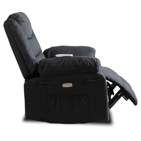 Fotel Masujący JASPER Czarny Ekoskóra