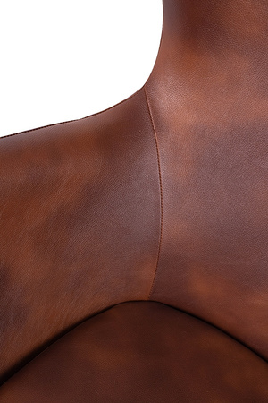 Fotel EGG SZEROKI PU brąz vintage koniak  - podstawa stal