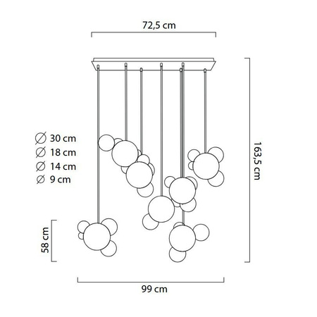 MOOSEE lampa wisząca CAPRI LINE 7 złota