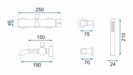 BATERIA WANNOWA LUNGO RÓŻOWE ZŁOTO