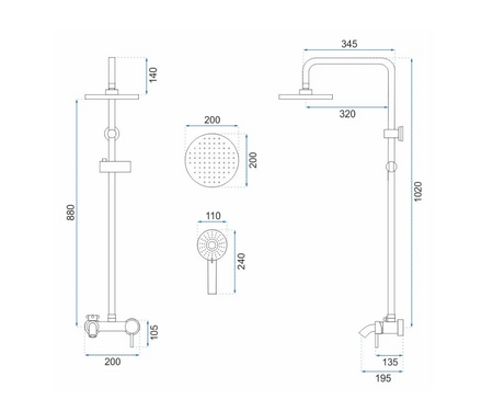ZESTAW NATRYSKOWY LUIS ZŁOTY SZCZOTKOWANY