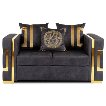 Sofa PALLAZO 2S Dwuosobowa Czarno/Złota