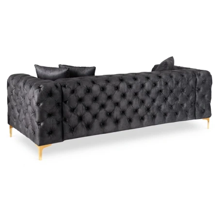 Sofa SORRENTO 3S Trzyosobowa Czarna Welurowa
