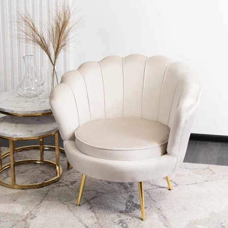 Fotel ANGEL Kremowy Welurowy