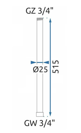 PRZEDŁUŻKA 50cm DO ZESTAWU NIKIEL SZCZOTKOWANY