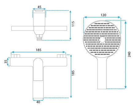 BATERIA WANNOWA AVALON MIEDŹ SZCZOTKOWANA