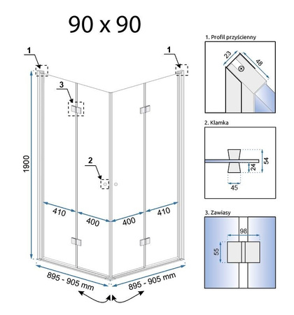 KABINA FOLD N2 CHROM 80x80