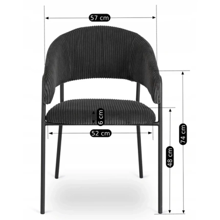 Krzesło TINKA Czarne Sztruksowe