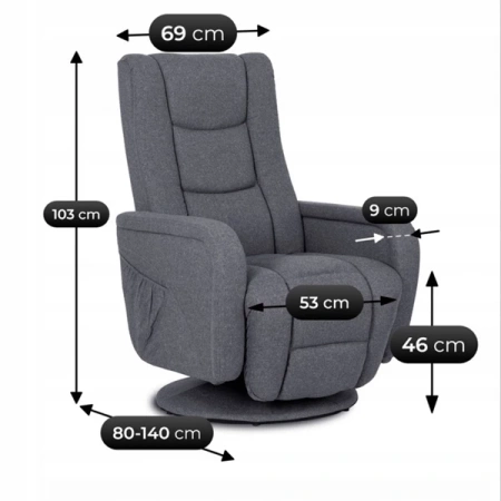 Fotel Obrotowy Masujący SPIKE 2 Ciemnoszary