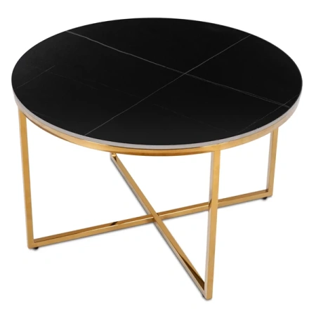 Stolik Ceramiczny MARINE Czarny Marmur Mat/Złoty