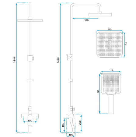 ZESTAW NATRYSKOWY MY2021-77B ARGUS CZARNY