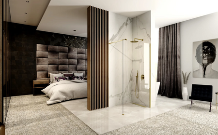 ŚCIANKA PRYSZNICOWA AERO BRUSH GOLD 110