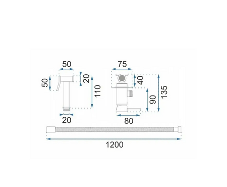 BATERIA BIDETOWA PODTYN LOOP LUNGO CZARNA METALICZ