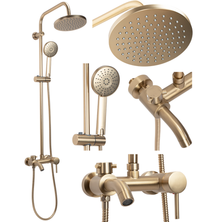 ZESTAW NATRYSKOWY LUIS ZŁOTY SZCZOTKOWANY