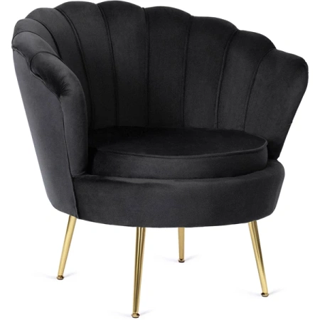 Fotel GRAND z Podnóżkiem Czarny Welurowy