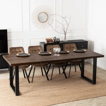 Stół TOMAS 130-230 cm Orzech/Czarny